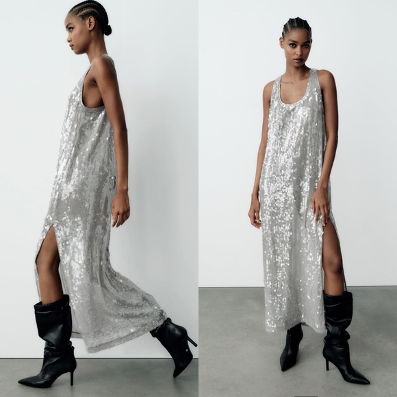 BLOGGERS FAV ZARA RACERBACK SEQUIN DRESS - Picture 4 of 4